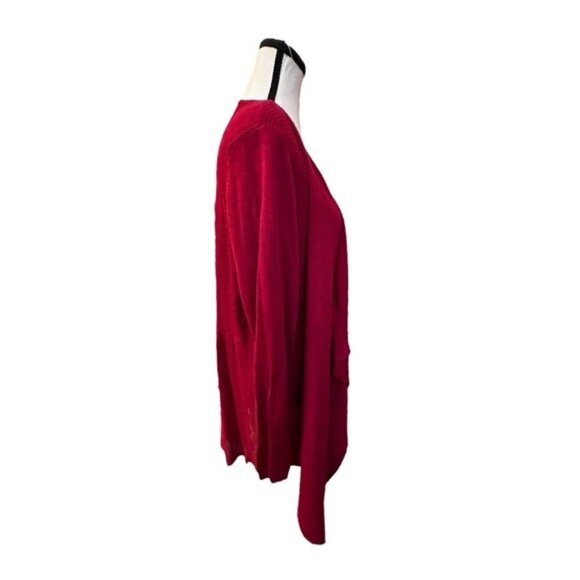 Women’s torrid 2 Crimson Red Drape Front Waffle Knit Waterfall Cardigan - Picture 7 of 13